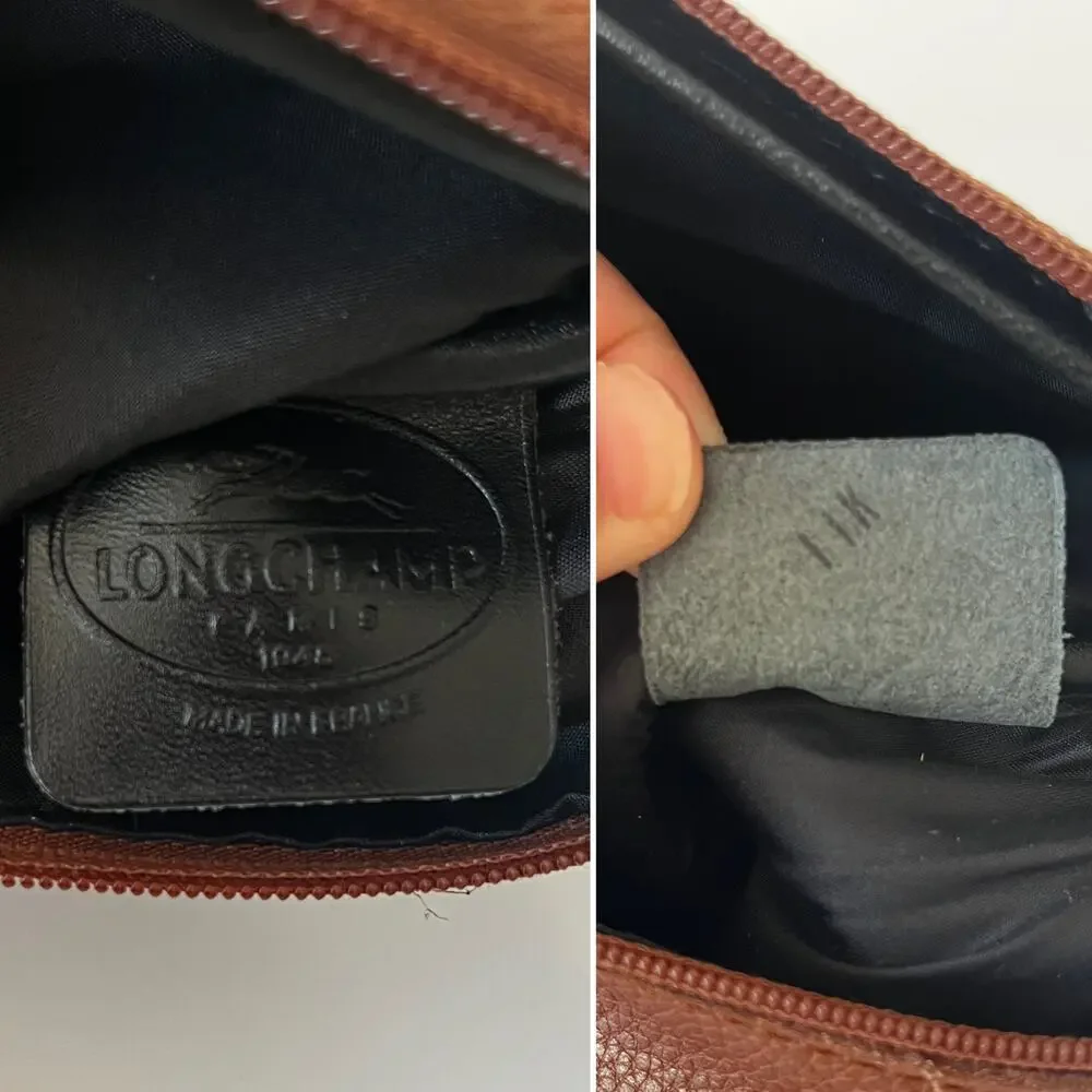 Longchamp Vintage Le Foulonne Pebbled Leather Belt Bag Fanny Pack Y2K Brown